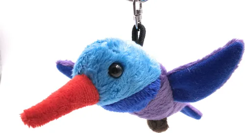 Onwomania Plüsch / Kuschel / Stoff Tier Schlüsselanhänger Kolibri blau Vogel 11 cm