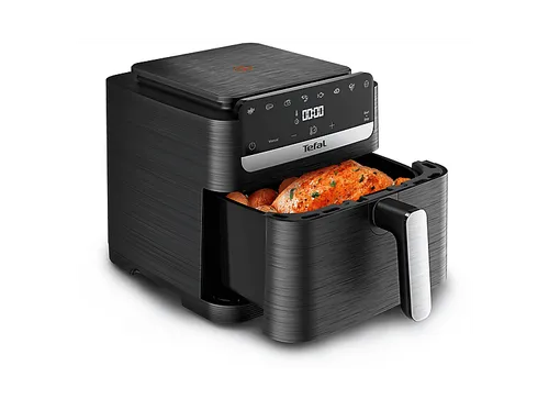 Tefal Heißluftfritteuse EY8618 Easy Fry Silence Compact Schwarz - Die Tefal EY8618 Heißluftfritteuse bietet mit 7,5 l Fassungsvermögen Platz für bis zu 6 Personen. Genießen Sie knusprige Speisen mit weniger Öl für eine einfache und leckere Zubereitung.