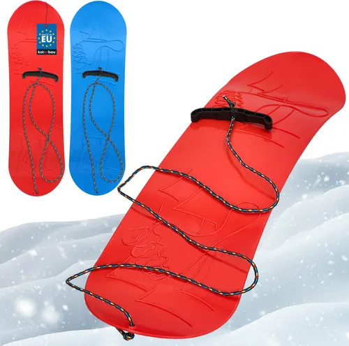 KOTARBAU® 2er Set Kinder 68 x 20 cm ohne Bindung Schlitten Board Schneerutscher Kindersnowboard mit Seil Kunststoff Blau & Rot