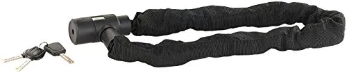 AGT Panzerschloss Motorrad: Extraschweres Kettenschloss für Fahrrad und Motorrad - Fahrrad-Kettenschlösser mit 10-mm spezialgehärteter Stahlkette, 81 cm lang. Inklusive 3 Schlüsseln, davon einer mit LED-Beleuchtung, und Textilschlauch zum Schutz vor Lackschäden.