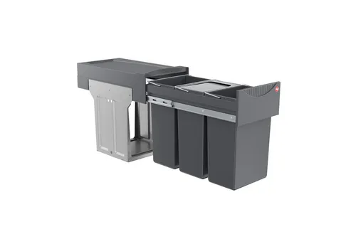 Hailo Terzett 3666132 Swing 30.3/3 Abfallsammler - Haushaltszubehör mit 3 Fächern für effizientes Mülltrennen, ideal für die Küche. Hochwertiger Mülleimer aus Deutschland mit 30L Kapazität und modernem Design.