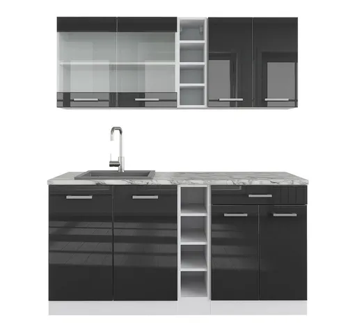 Vicco Küchenzeile R-Line Single Weiß Anthrazit - Küchenzeilen mit hochwertigem Material, variabel aufstellbar und ideal für kleine Räume; die 160 cm breite Arbeitsplatte bietet optimalen Komfort.