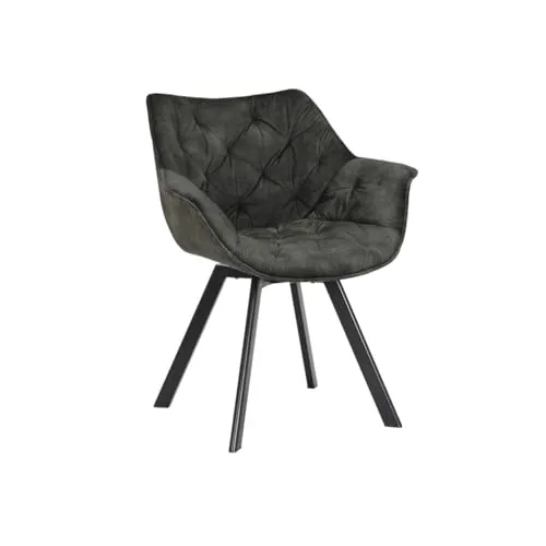 riess-ambiente Polsterstuhl THE DUTCH COMFORT dunkelgrün/schwarz - Polsterstuhl im Retro-Design mit extra dicker Polsterung und 180° Drehfunktion für höchsten Sitzkomfort – perfekt für Esszimmer und stilvolle Akzente.
