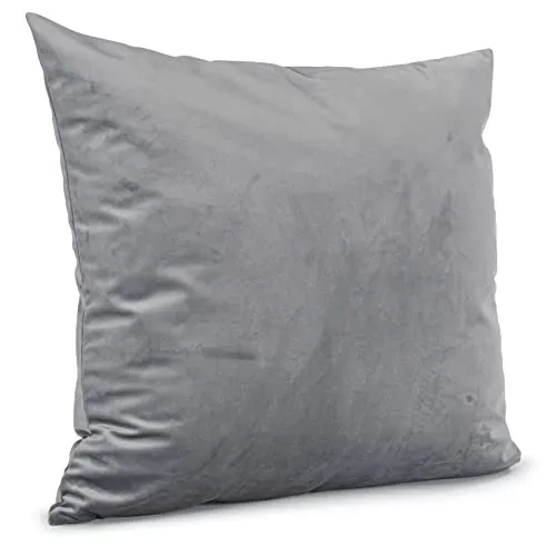 ANRO Kissenbezug Kissenhülle Kissen Deko-Kissen Sofa Kissen Couch Kissen Samt Grau 50x50cm mit Füllung