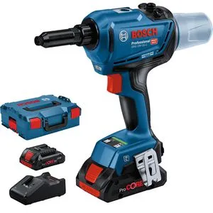 Bosch Blindniet-Pistole GRG 18V-16 C - Akku 18V 4,0Ah, max. Zugkraft 16.000 N, inklusive 2 Akkus und Bluetooth Connectivity für einfache Anpassungen