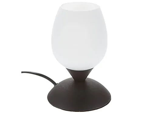 Kleine Touch Tischleuchte 18cm Rostoptik mit Weißem Glasschirm - Elegante Tischleuchte in Rostoptik mit einem weißen Glasschirm. Dimmbare LED mit 5 Watt sorgt für angenehmes Licht in 3 Helligkeitsstufen. Ideal für gemütliche Abende und stimmungsvolle Beleuchtung.
