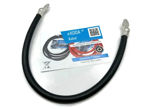 eXODA 70 mm² M8 Batteriekabel, Schwarz, 50 cm - Starthilfe-Kabel mit 70 mm² Querschnitt, ideal für Autos, Wohnmobile und Boote. Hohe Leitfähigkeit durch 99% Kupfer sorgt für zuverlässige Stromübertragung.
