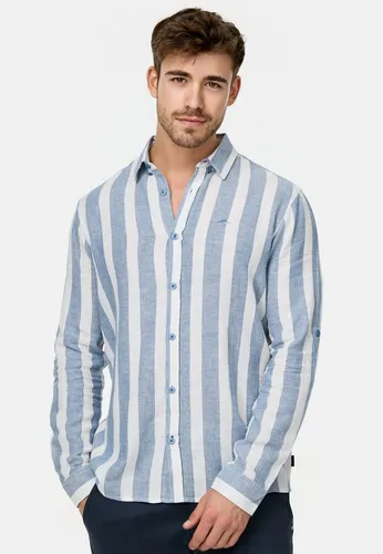 Indicode Herren Brayden Hemd gestreift mit Button-Down-Kragen - Herrenhemd mit modernem Streifenmuster, hochwertigem Material und Button-Down-Kragen für einen lässigen Look - ideal für Freizeit und Büro.