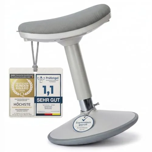 Werkfox Ergonomischer Stehhocker höhenverstellbar – Dynamischer Wackelhocker für Büro & Homeoffice (Grau, S)