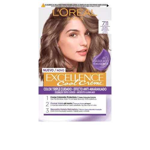 L'Oreal Professionnel Excellence Cool Creme 7.11 - Haarfärbemittel - Dauerhafte Creme-Coloration in Aschblond 7.11 für glänzende und lebendige Farbergebnisse. Enthält Pflegeprodukte für optimale Haarqualität und ein professionelles Finish.