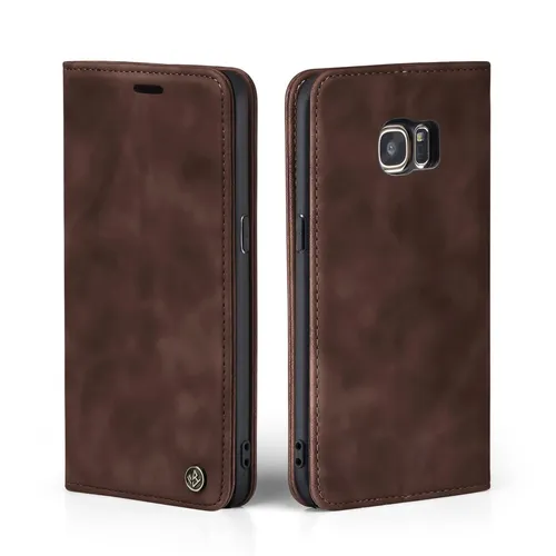 Handy Hülle für Samsung Galaxy S7 Klapp Magnet Smartphone Cover Case Braun