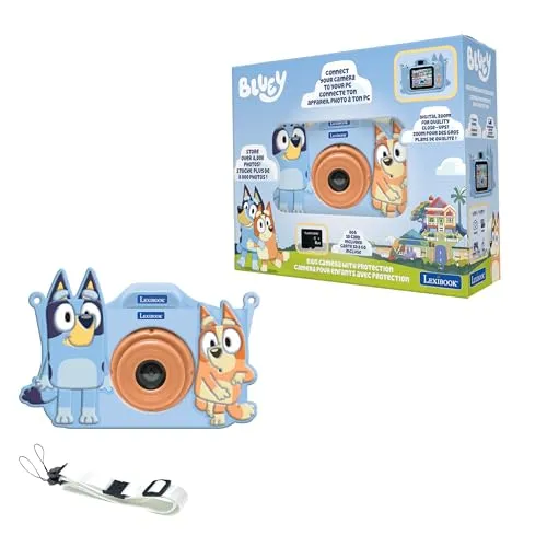 Lexibook Bluey, 4-in-1 Kinderkamera mit Schutz, Foto-, Video-, MP3- und Spiel-Funktionen, 15 Rahmen zur Personalisierung Ihrer Fotos, inklusive 8 GB Speicherkarte, DJ078BY