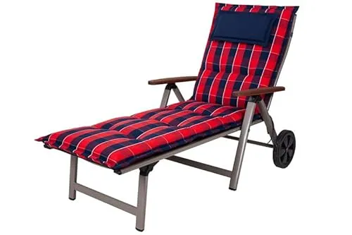 Kettler Polen KETTtex 0851 Auflage Rollliegen Rom rot-blau kariert Sitzpolster 195x60x9 cm (ohne Liege)