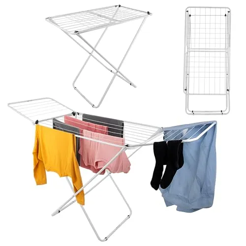 KADAX Wäscheflügeltrockner - 18m/23m Trockenlänge - Wäscheständer aus pulverbeschichtetem Stahl mit klappbaren Flügeln für große Trockenfläche, sicher und platzsparend – ideal für Zuhause.