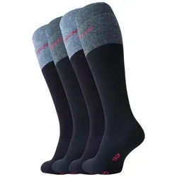 Cotton Prime® Kniestrümpfe Thermokniestrümpfe (4-Paar) aus Vollfrottee blau|schwarz 39-42