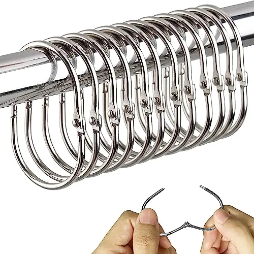 Stück Duschvorhanghaken, rostfreie Metall-Duschvorhang-Aufhängeringe, ovale Vorhanghaken, Duschvorhang-Zubehör, für Badezimmer-Duschvorhang, Vorhang (Silber) 12