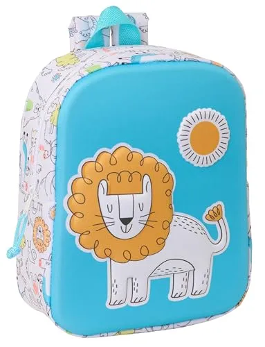 safta Lion 3D Kindergartenrucksack 3D, anpassbar an den Wagen, einfache Reinigung, ideal für Kinder verschiedener Altersgruppen, bequem und vielseitig, Qualität und Widerstandsfähigkeit, 22 x 10 x 27