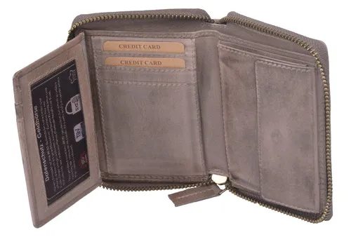 GlücksNugget Geldbörse aus Echtleder für Damen, grau - Elegante GlücksNugget Geldbörse aus hochwertigem Echtleder, grau. Ideal für den Alltag und bietet ausreichend Platz für Karten und Bargeld.