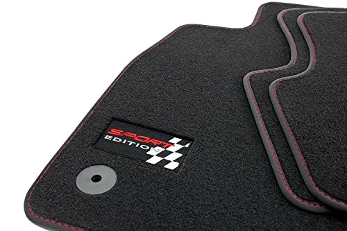 tuning-art 196F-FBA Sport Edition Fußmatten für Seat Leon 1M und Toledo 1M - Hochwertige Fußmatten für Seat Leon 1M und Toledo 1M, Sport Edition mit flauschigem Velours und wasserfester Rückseite. Ideal für optimalen Schutz und individuellen Stil!