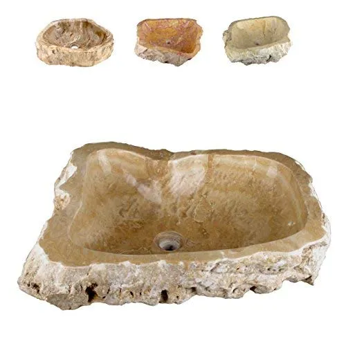 Divero Natur-Stein Waschschale Meran - Massives Aufsatz-Waschbecken aus handgefertigtem Marmor, pflegeleicht und einzigartig. Ideal für individuelle Badgestaltungen im modernen oder Landhaus-Stil.