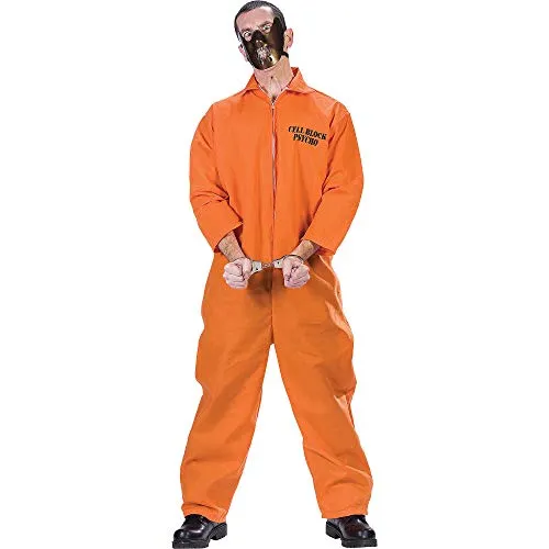 Generique - Psychopath-Herrenkostüm Sträfling Halloween-Kostüm orange - XXL