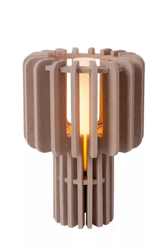 Licht-Erlebnisse Tischleuchte ZYREX, ohne Leuchtmittel, Glas E27 Ø 24 cm rund 35 cm hoch Taupe Modern Nachttischleuchte