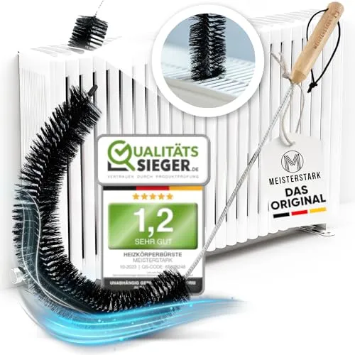 MEISTERSTARK® Heizkörper Reinigungsbürste 117cm I Heizkörperbürste für angenehmes Raumklima I Heizungsbürste kratzfrei mit weichen Borsten I Heizkörper reinigen mit Flexibler Heizungsreinigungsbürste