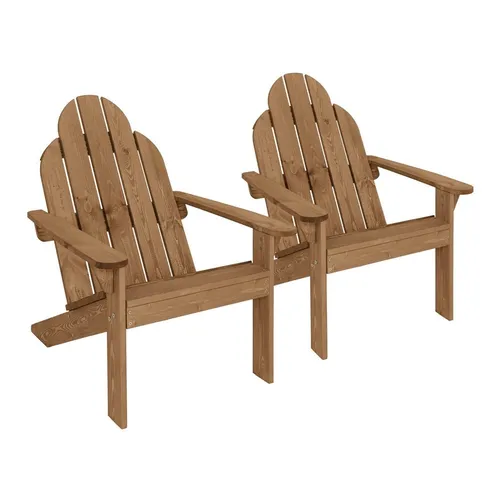 ECD Germany Gartenstuhl Adirondack-Stuhl mit Rückenlehne & Armlehnen, Wetterfest (2 St), Braun aus Tannenholz Massiv Holzstuhl Gartensessel Relaxstuhl Outdoor