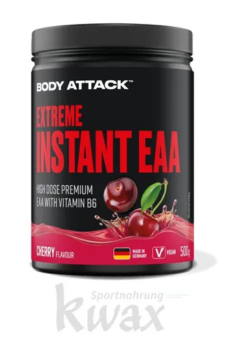 Body Attack Extreme Instant EAA - 500 g Neutral - Sportnahrung mit allen 8 essentiellen Aminosäuren und Vitamin B6, ideal für Vegetarier und Veganer, sehr gut löslich in Wasser.