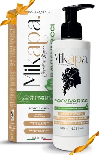 Ravviva Ricci Produkt für lockiges Haar, Gel für lockiges Haar ohne Ausspülen mit Format 200 ml, Made in Italy