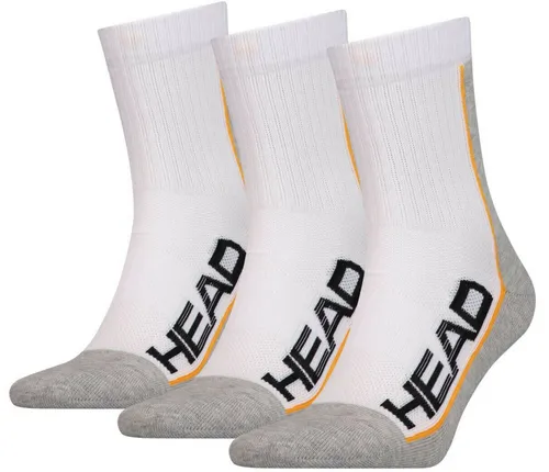 HEAD - 3 Paar Performance Short Crew  Sportsocken Socken - Weiß Grau Gr: 35-38