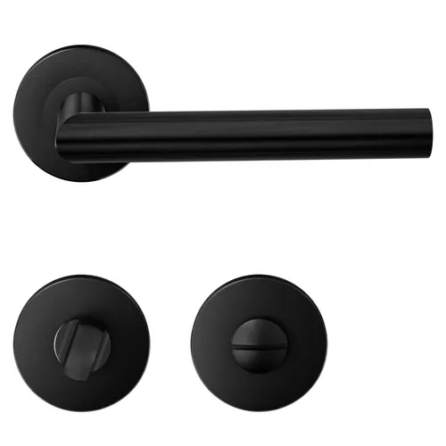 HAIFUAN 1 Packung Türdrückergriff aus Edelstahl mit Badezimmerknauf, Türschlossgriff-Set, Türhandgriff, Farbe: Schwarz (S02-103BK-B)