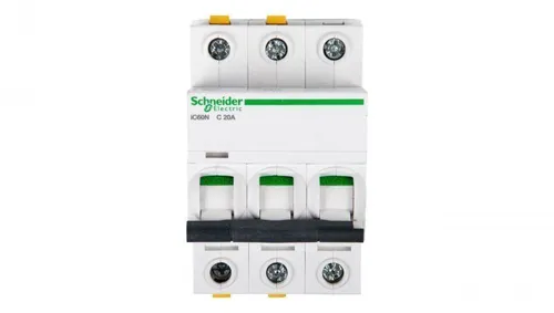 Schneider Electric iC60N-C20-3 Leistungsschalter 3P C 20A 6kA - Fehlerstromschutz (RCD) mit hoher Zuverlässigkeit, ideal für den Schutz elektrischer Anlagen vor Überlast und Kurzschluss.
