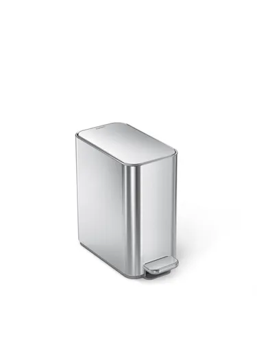 5L schlanker Pedaleimer aus gebürstetem Edelstahl - Haushaltszubehör mit schlanker Profilform und unsichtbarem Scharnier, ideal für enge Räume. Langlebiges Stahlpedal und geräuschloses Schließen dank Lid Shox-Technologie.