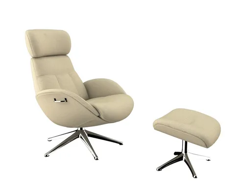 FLEXLUX Relaxsessel Elegant, Funktionssessel, verstellbarer Rücken- und Kopfstütze, Premium Komfort, Rücken- und Kopfteilverstellung, Drehbar, Fuß Alu
