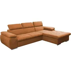 Ecksofa NILU mit Schlaffunktion und Bettkasten – Orange in orange von MOEBLO