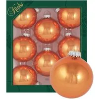 Krebs Glas Lauscha Opal-Orange glänzend 7cm Glaskugeln uni in orange von Krebs Glas Lauscha