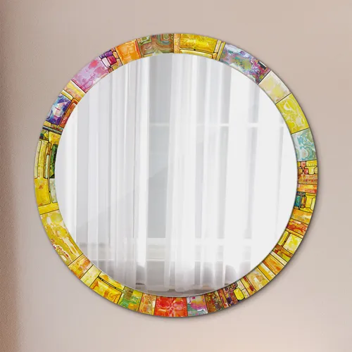 Runder Wandspiegel mit buntem Rahmen - Modern und Kratzfest - Eleganter Wandspiegel mit buntem, kratzfestem Rahmen. Ideal für Badezimmer und Wohnzimmer. Maße: Durchmesser 100 cm. Perfekt für jeden Raum und stilvolle Akzente.
