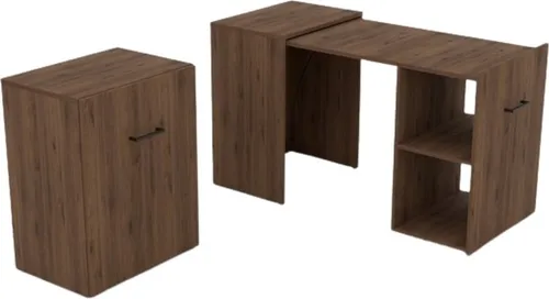 Faltbarer Schreibtisch FLIP – Dunkle Eiche, Ausziehbar mit Stauraum