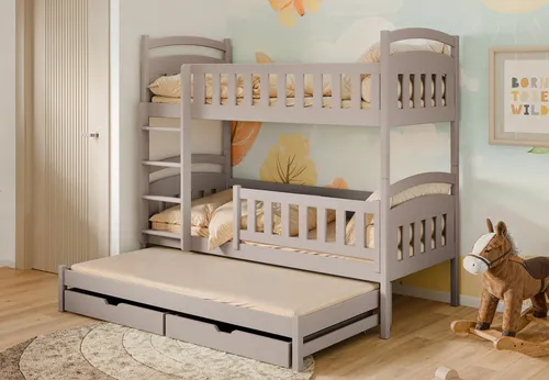 Kids Collective Etagenbett Hochbett 90x200 cm mit Ausziehbett - Vielseitiges Kinderhochbett aus FSC-Kiefernholz, umbaubar zu 3 Einzelbetten, inkl. Rausfallschutz und Stauraum. Ideal für kleine Zimmer und sicheres Schlafen.