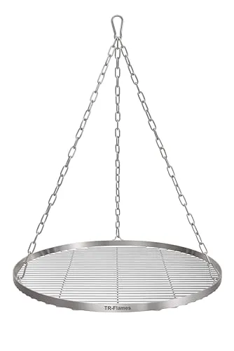 TR-FLAMES 60cm Edelstahl Grillrost Mit Kette Ø4, Schwenkgrill, BBQ, Camping, Outdoor Grillzubehör