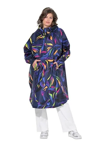 Laurasøn Funktions-Regencape, Unisex, Print, Kapuze Marine 1Size 840286130-1 - Wasserdichtes und winddichtes Regencape mit atmungsaktiver Kapuze. Ideal für Outdoor-Aktivitäten, bietet es perfekten Schutz bei jedem Wetter.
