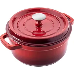 KADAX Gusseisentopf 4,5 Liter – Rot, emaillierter Schmortopf mit Deckel