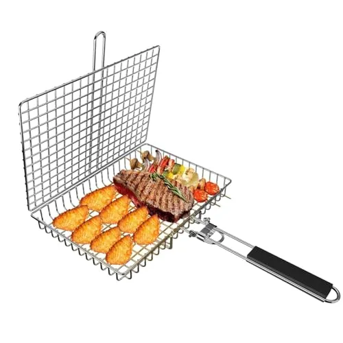 SWINGTEK Fischgrillkorb, Edelstahl | abnehmbarer Griff