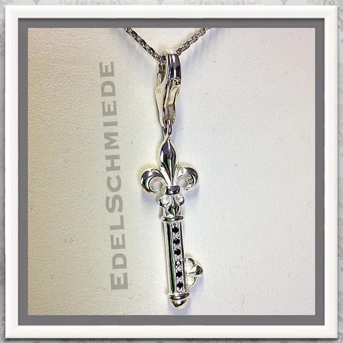 Edelschmiede925 Charms Anhänger 925 Silber Schlüssel Fleur de lis