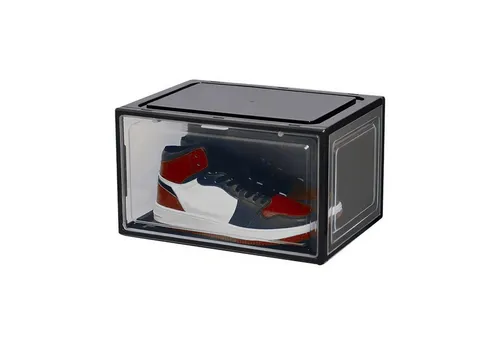 HAC24 Schuhbox Organizer Set (12 St) - Stapelbare Kunststoff Aufbewahrungsboxen - Praktische und platzsparende Schuhboxen für bis Gr. 47. Mit transparenter Klappe und Magnetverschluss für schnellen Zugriff. Ideal für Ordnung im Schuhregal und einfach zu stapeln.