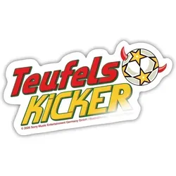 Spreadshirt Teufelskicker Schriftzug Mit Fußball Sticker Aufkleber, 10 x 10 cm, Weiß glänzend - Weiß