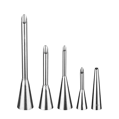 HASLED Edelstahl Fülltülle zum Backen – 5er Set Spritztüllen