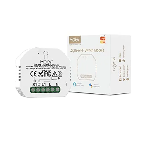 MOES ZigBee RF433 Smart DIY Alexa Wireless Switch Modul, Tuya Smart Life App Connected Relay Switch Fernbedienung, erfordert MOES ZigBee Gateway