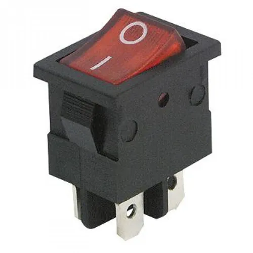 Wippschalter, 2-polig, schwarz, rot, ON-OFF